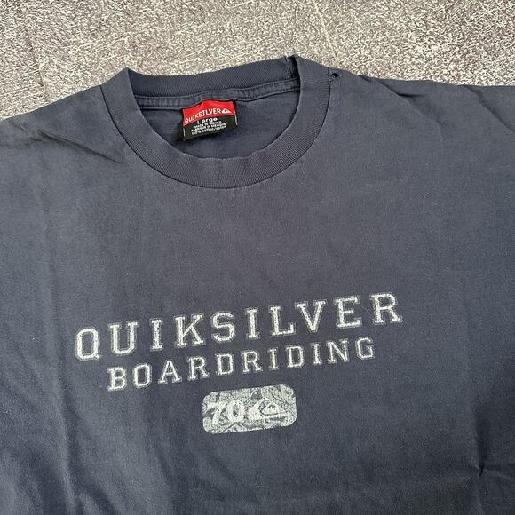 Mens Vintage Y2K Quiksilver Boardriding Navy Blue Skate Graphic T Shirt Tee Sz L - Picture 2 of 4